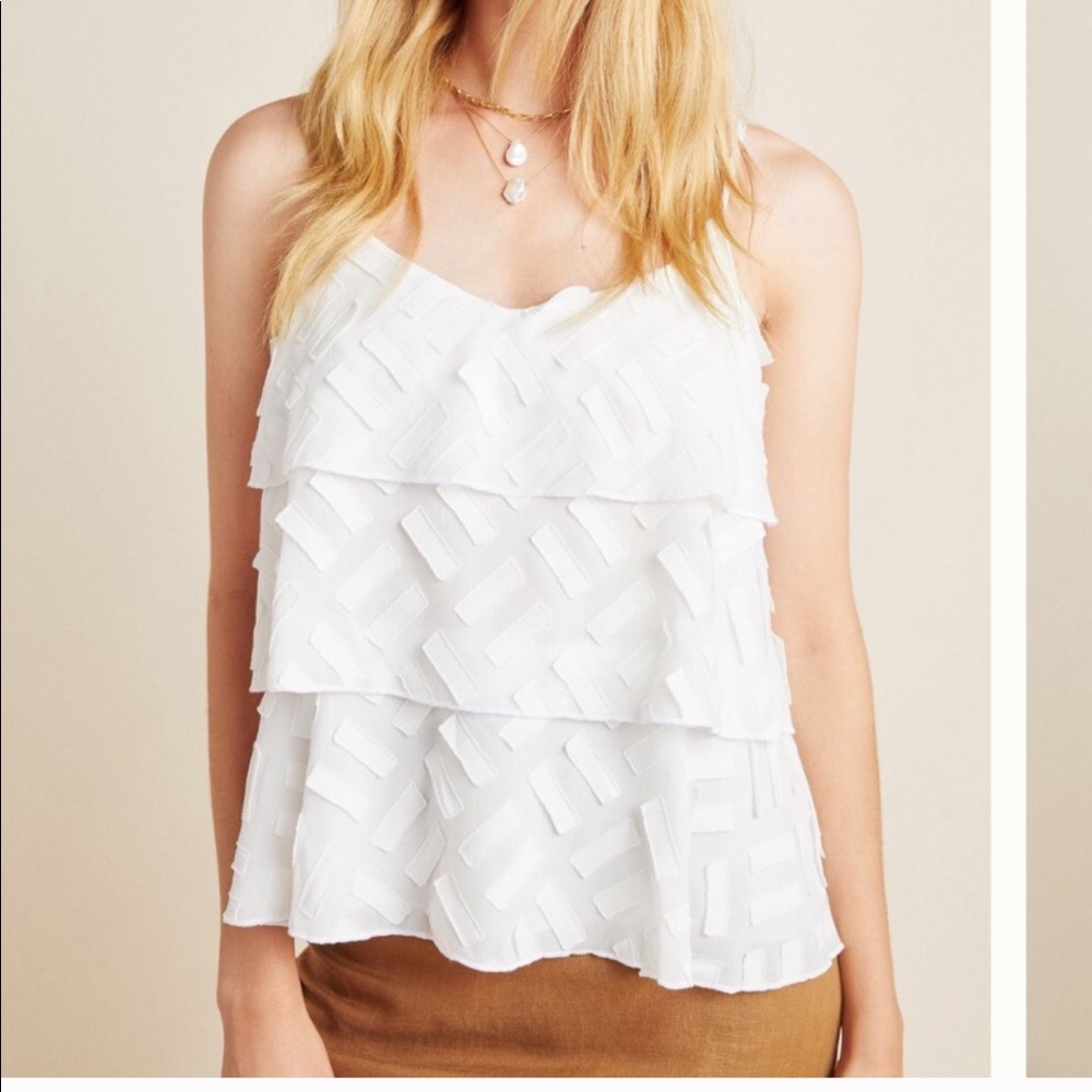 Anthropologie Tiered Swing Tank White XL